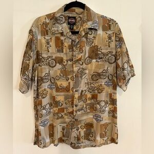 Harley-Davidson Men's Tan Motorcycle Graphic novelty Shirt vintage size medium